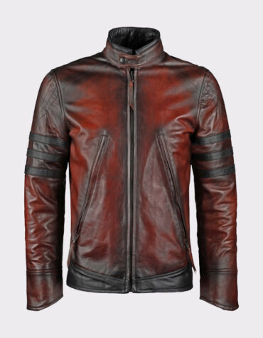 X-Men Wolverine Vintage Brown Motorcycle Leather Jacket1