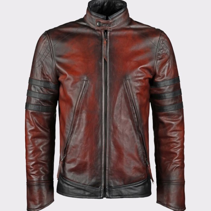 X-Men Wolverine Vintage Brown Motorcycle Leather Jacket1