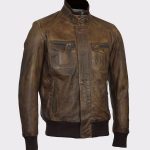 Men Brown Bomber Aviator Biker Jacket - Classic Style with a Contemporary Twist