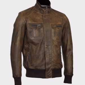 leather jacket for men brown bomber aviator biker retro cafe racer motorcycle