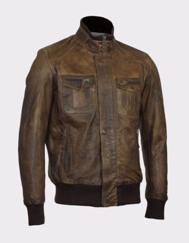 leather jacket for men brown bomber aviator biker retro cafe racer motorcycle