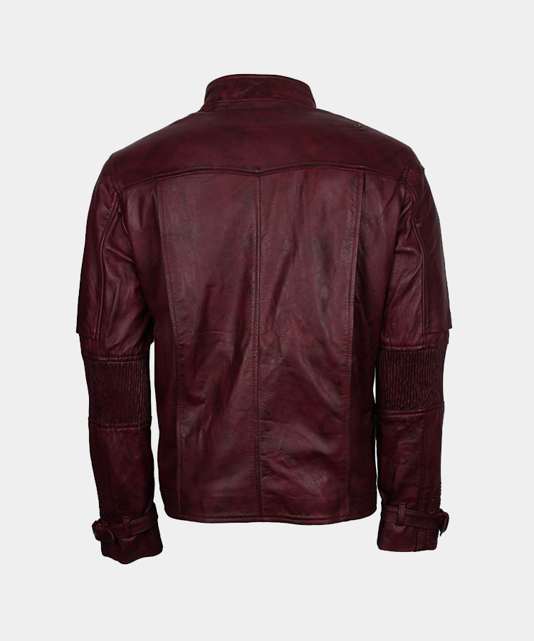 Galaxy Maroon Waxed Star the Lord Mens Leather Guardians Jacket