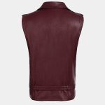 Leather Motorcycle Vest Zipper Slim Fit Biker Waistcoat with Gun Pocket