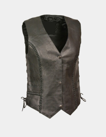 Leather Women's Braided Side Lace Vest