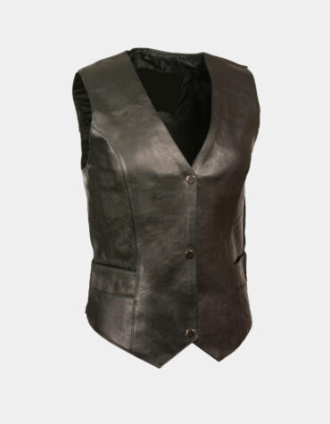 Leather Women's Classic Snap Front Vest