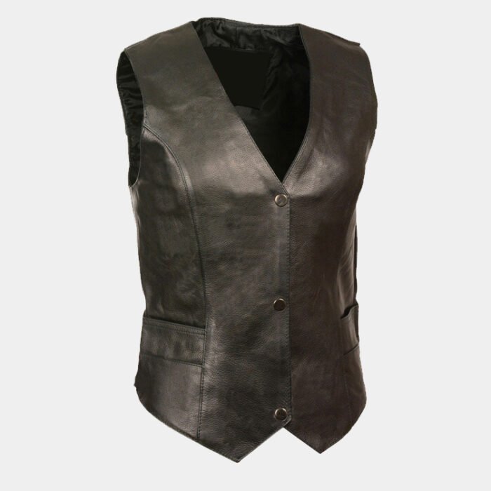 Leather Women's Classic Snap Front Vest
