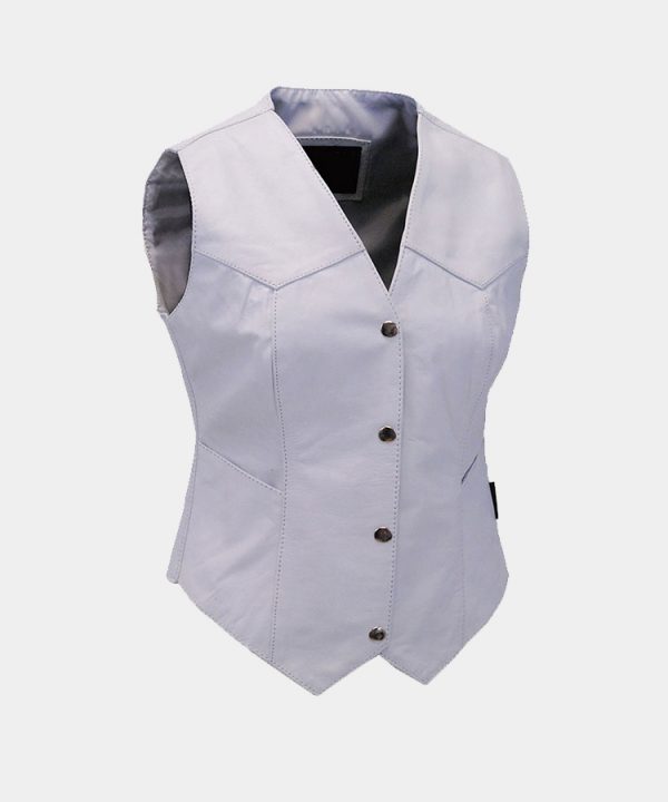 WHITE WOMEN LEATHER VESTS