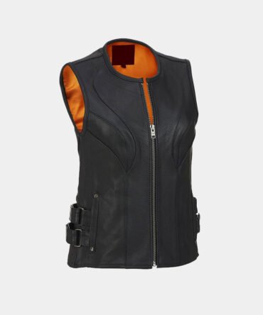 BLACK WOMEN LEATHER VESTS