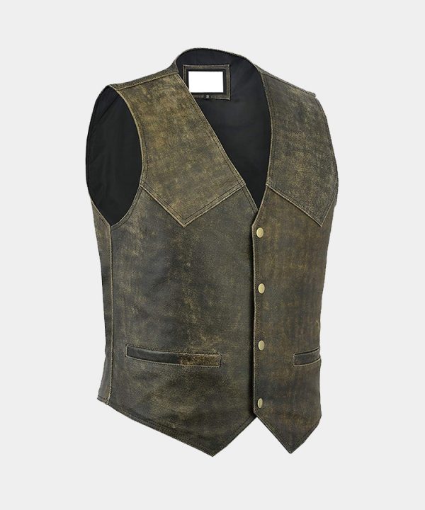 Men's Fashion Distressed Real Leather Biker Vest