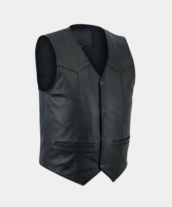 Men's Motorbike Club Style Classic Genuine Leather Vest