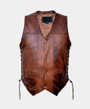 Men's Ten Pocket CC Retro Brown Buffalo Hide Leather Vest