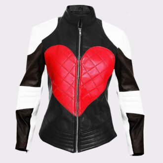  Ladies Beautiful Heart Leather Biker Jacket