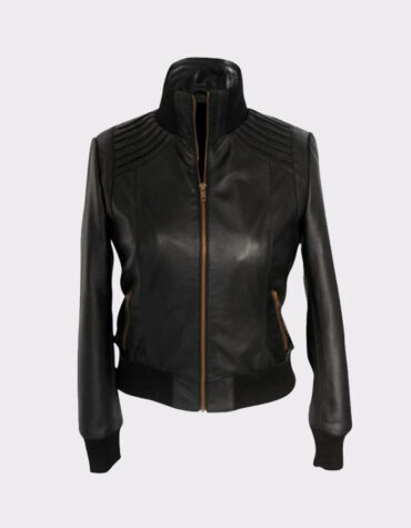 Stylish Women black faux leather jacket