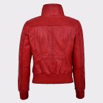 Red Ladies Bomber Biker & Motorcycle Sheep Leather Jacket1
