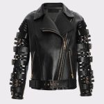 Stylish Zendaya Coleman Biker Leather Black Jacket for Women