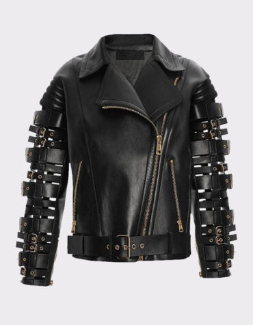 Women Stylish Zendaya Coleman Biker Leather Black Jacket