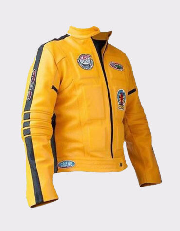 Women Uma Thurman Kill Bill Yellow Leather Motorcycle Jacket (2)