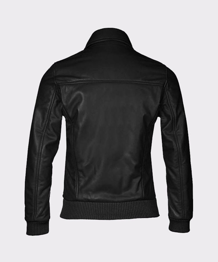 Women's Fashion Bomber Cowhide Leather Black Jacket | Mready Store