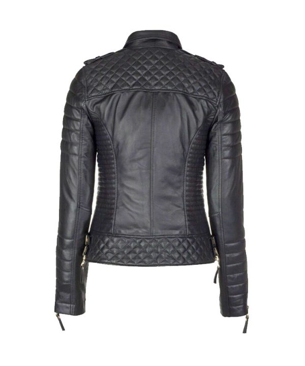 Womens Genuine Lambskin Leather Slim Fit Ladies Biker Jacket 4858