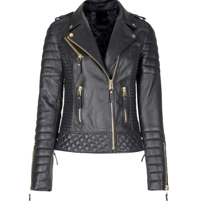 RideReady Women's Genuine Lambskin Leather Slim Fit Ladies Motorcycle Biker Jacket