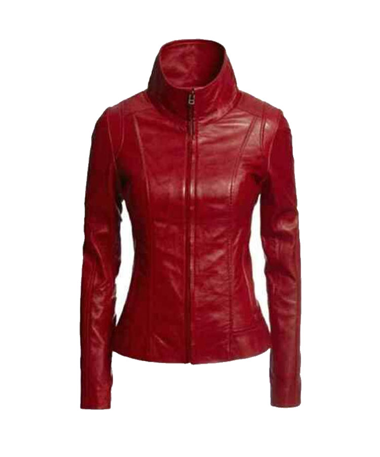 Red Women's Lambskin Soft Real Leather Jacket Motorcycle Slim fit Biker Jacket 