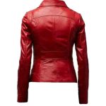 Womens Genuine Lambskin Real Leather Jacket Biker Slim Motorcycle Red Jacket1