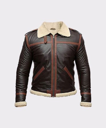 Black and Brown shearling jacket mens