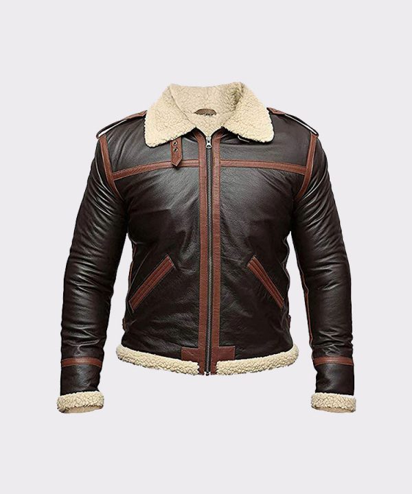 B3 Aviator Leather Jacket Mens – Genuine Lambskin Real Leather Jacket Faux Fur
