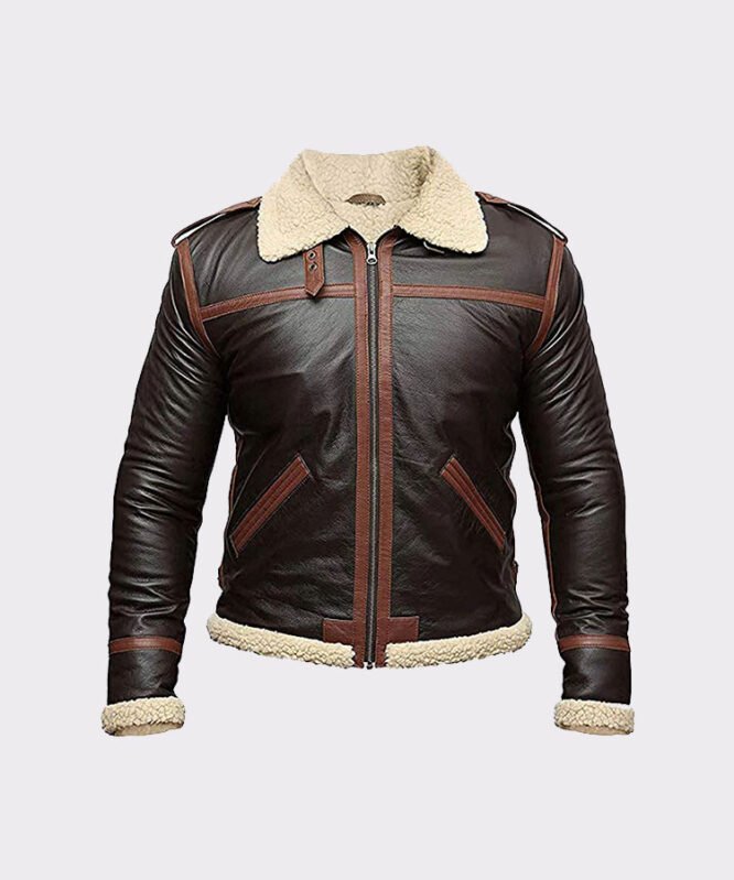 Black and Brown shearling jacket mens