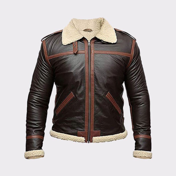 Black and Brown shearling jacket mens