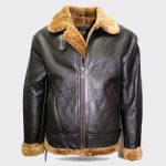 Men's Brown B3 Shearling Sheepskin World War 2 Fur Leather Flying Aviator Jacket