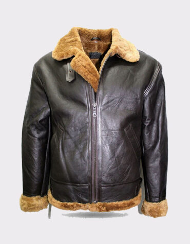 MENS BROWN B3 SHEARLING SHEEPSKIN WORLD WAR 2 FUR LEATHER FLYING AVIATOR JACKET