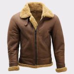 Brown shearling jacket mens for winters