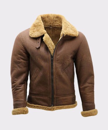 Brown shearling jacket mens for winters