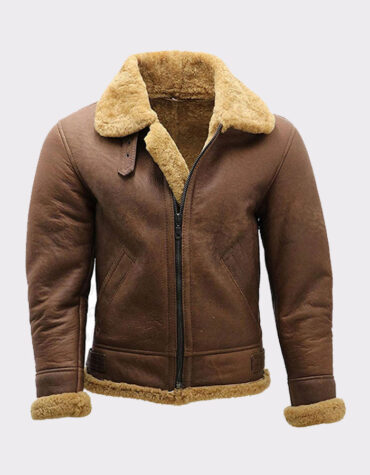 Brown shearling jacket mens for winters