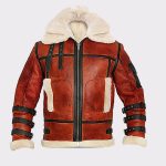 Orange shearling jacket mens for winters