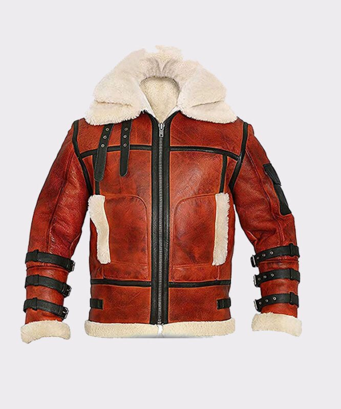 Orange shearling jacket mens for winters