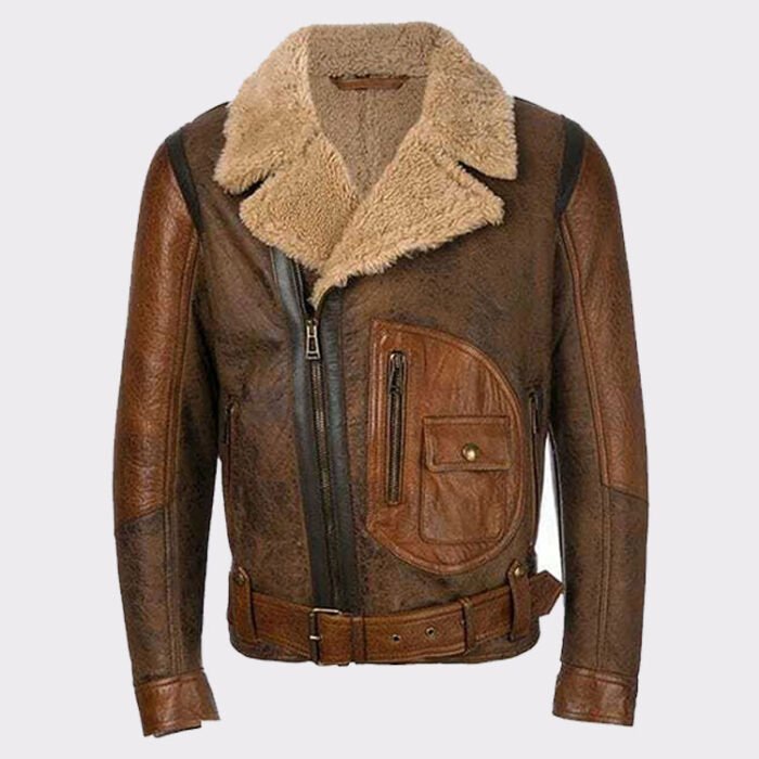 Mens Aviator Raf B3 Leather Bomber Flying Jacket