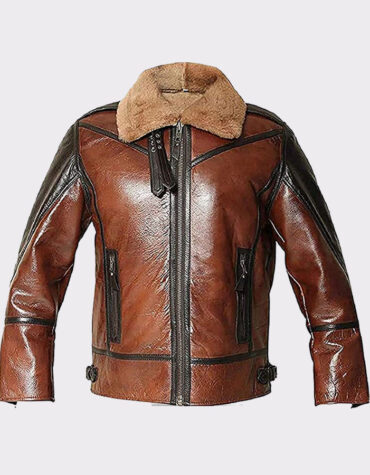 B3 RAF Aviator Men's Shearling Flying Bomber Genuine Leather Jacket Brown Shearling Leather