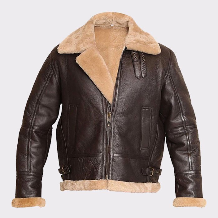 Brown shearling jacket mens for winters