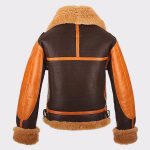 B3 Brown Bomber Real Shearling Two Tone Sheepskin Leather Jacket