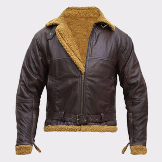 Brown shearling jacket mens for winters
