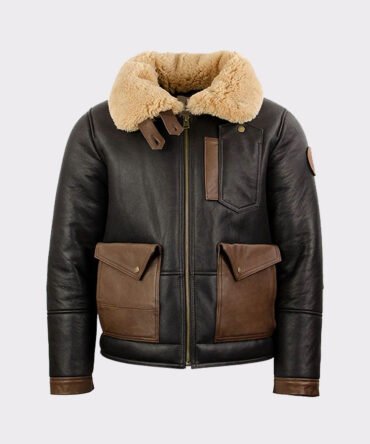 Chocolate Sheepskin Leather Bomber Jacket