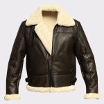 Brown shearling jacket mens for winters