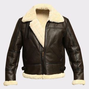 Men B3 Bomber Aviator Sheepskin Leather Winter Jacket