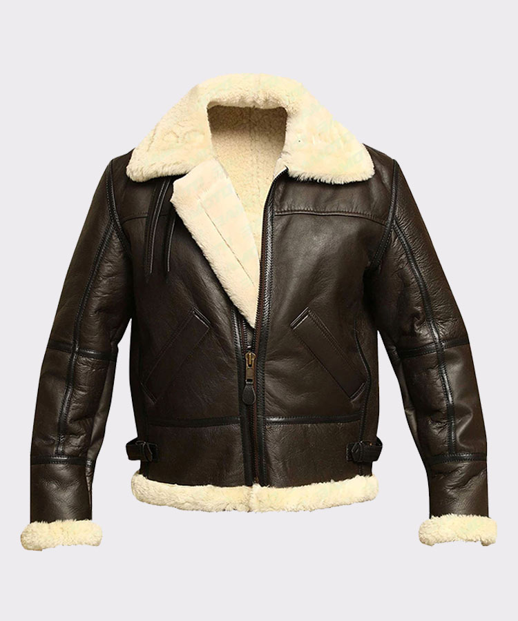 Men B3 Bomber Aviator Shearling Sheepskin Leather Winter Jacket | Free ...