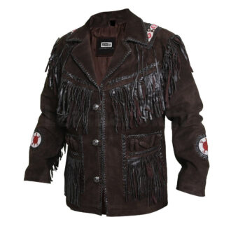 Edgy Chocolate Brown Leather Jacket with Fringes