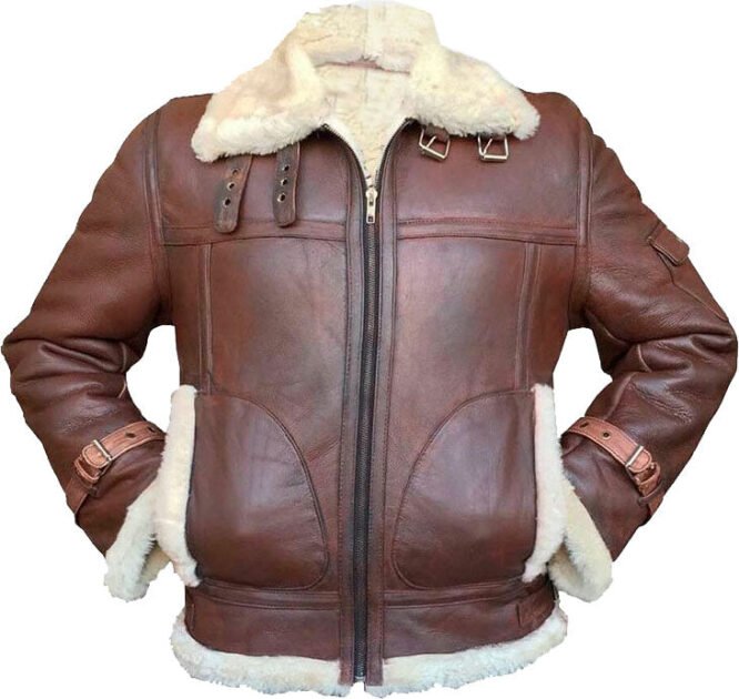 Brown shearling jacket mens for winters