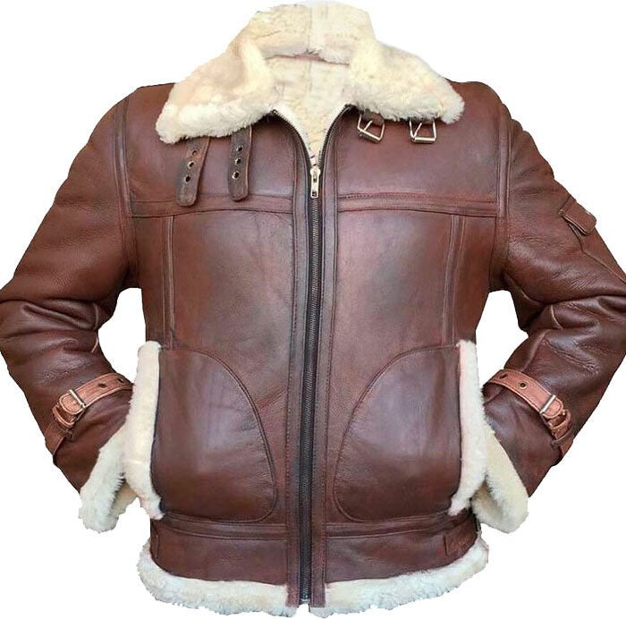 Brown shearling jacket mens for winters
