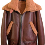 Brown fur shearling jacket mens for winters